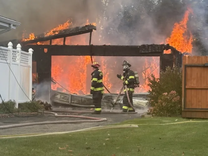 Garage fire in Alpena